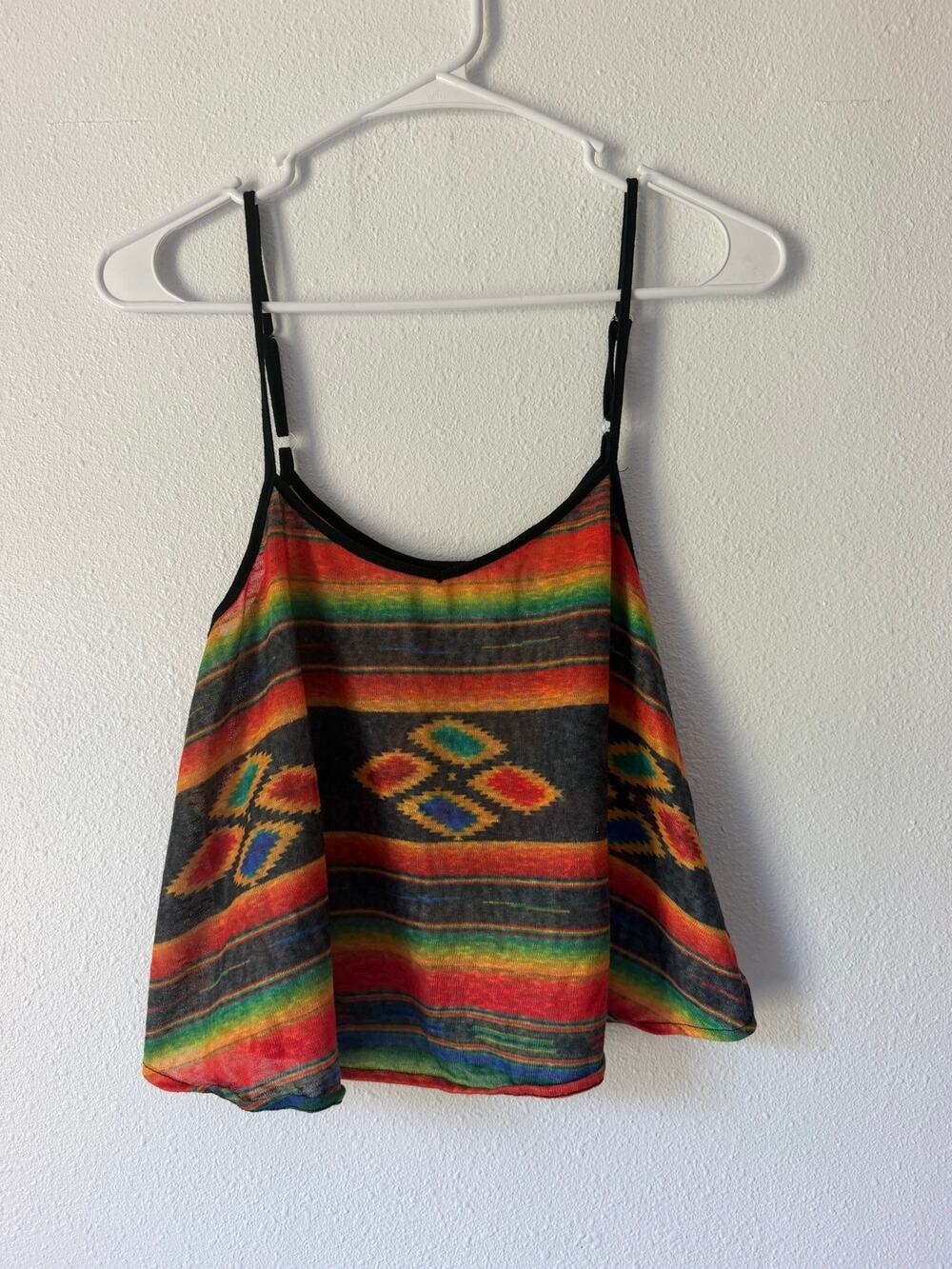 Crush by ABC Family Earth Toned Multicolor Boho Aztec Lightweight Flowy Tank S